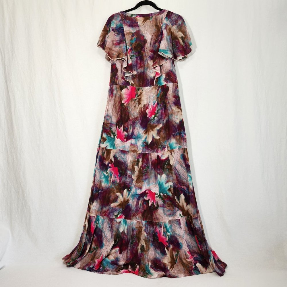 Tall Medium SOFT SURROUNDINGS Italian Dreams Tiered Dark Floral  Maxi Dress. - Picture 2 of 16